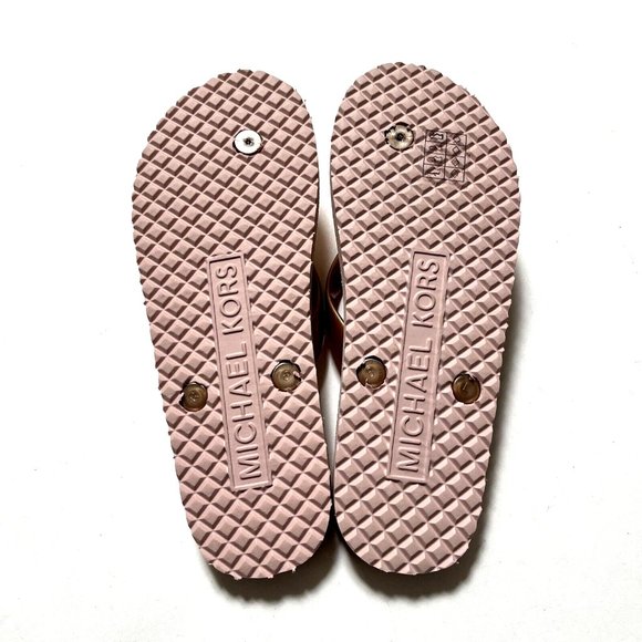 NWB MICHAEL KORS Glitter Flip-Flop Sandals Slide On Thong Rose Gold - Picture 5 of 7